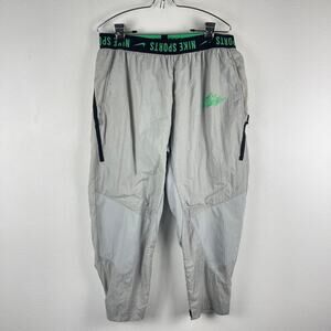 Nike Woven Training Pants Grey Black Spell Out Waistband CJ4630-077 Men's Large